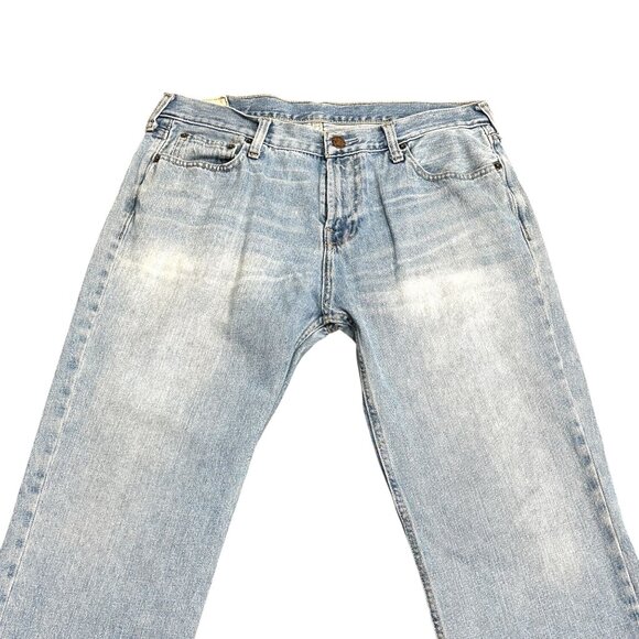 Hollister Mens 34x32 Relaxed Straight Leg Jeans Light Wash Distressed Denim - Picture 4 of 16